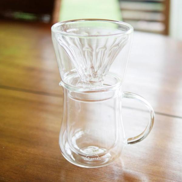 コーヒーポット ドリッパー付き 二重ガラス 耐熱 保温 420ml ドリップ