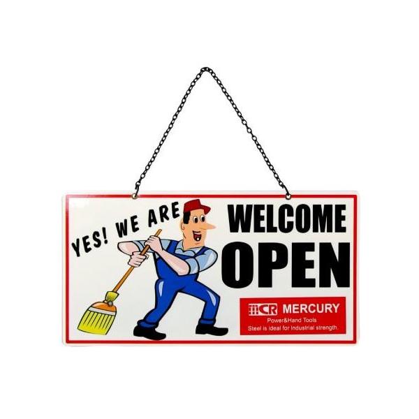 サインプレート OPEN CLOSE 営業時間表示 時計付 ブリキ 看板