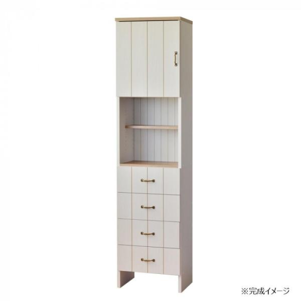 ランドリーラック 幅45.3cm カントリー調 洗面所 収納家具 扉付 日本製