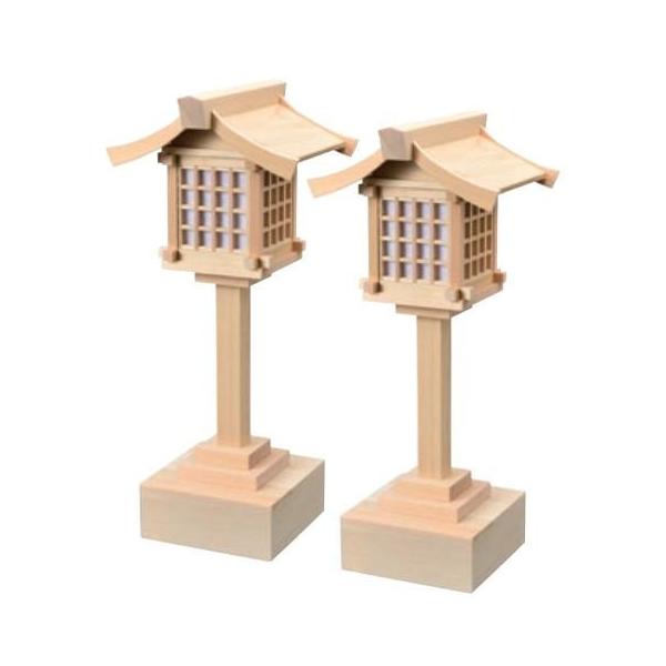 LED春日灯籠 1対 リモコン点灯 木曽桧製 神棚用 26cm 電池式 日本製