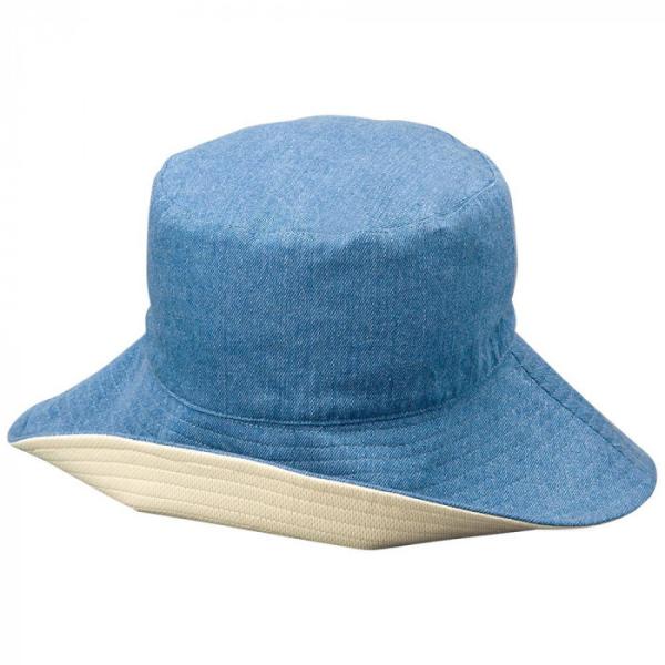 つば広ハット リバーシブル デニム地 ベージュ UVカット率99% 折りたたみ