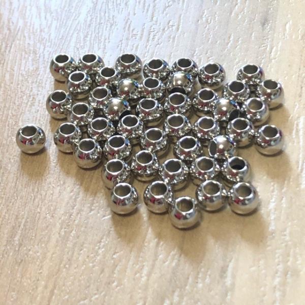 増量 100個 6mm プラスチック ビーズ シルバー