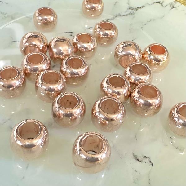 20個 12mm 大穴 プラスチック ビーズ ローズゴールド