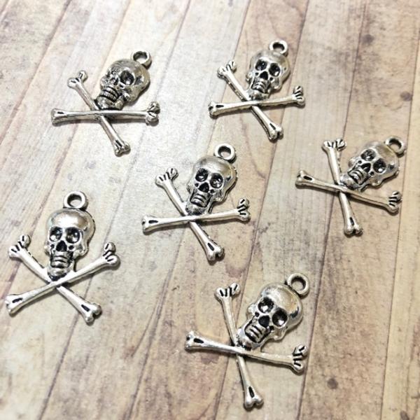 ハロウィン ガイコツ 海賊マーク チャーム 6個セット