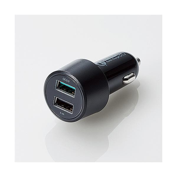 ELECOM MPA-CCUQ04BK �V�K�[�`���[�W���[/ 2USB�|�[�g(��������)/ Quick Charge 3.0+USB1�|�[�g(�ő�2.4A)/ �u���b�N