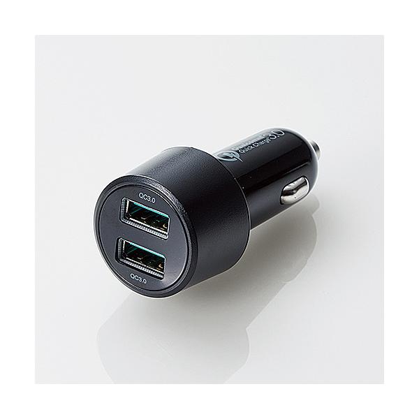 ELECOM MPA-CCUQ05BK �V�K�[�`���[�W���[/ 2USB�|�[�g(��������)/ Quick Charge 3.0/ �u���b�N