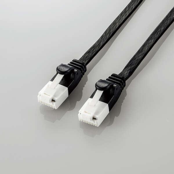 ELECOM LD-GFAT/BK70 LAN�P�[�u��/ CAT6A����/ �ܐ܂�h�~/ �t���b�g/ 7.0m/ �u���b�N