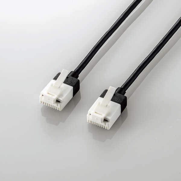 ELECOM LD-GPASST/BK20 LAN�P�[�u��/ CAT6A/ �X�[�p�[�X����/ �ܐ܂�h�~/ 2.0m/ �u���b�N