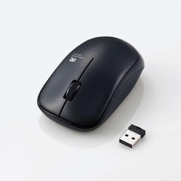 ELECOM M-IR07DRKBK IR�}�E�X/ ENELO�V���[�Y/ ����/ 3�{�^��/ �ȓd��/ �R��/ �u���b�N