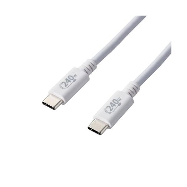 ELECOM U2C-CCPE20NWH USB2.0P[u/ C-C^Cv/ Fؕi/ USB Power DeliveryΉ/ 240W/ 2.0m/ zCg