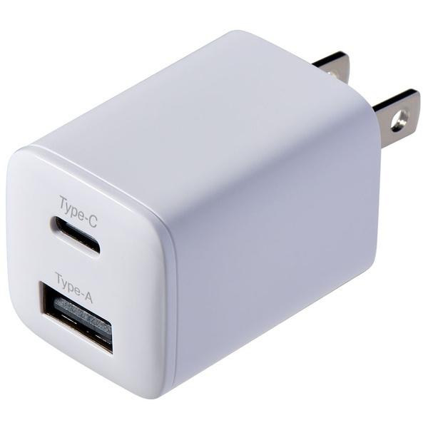 ELPA UC-C22B(W) コンパクトUSB充電器 2P ホワイト