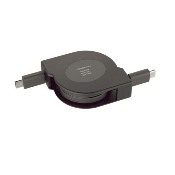 カシムラ AJ-678 USB充電＆同期ケーブル リール1.2m C-C USB-PD対応 100W BK