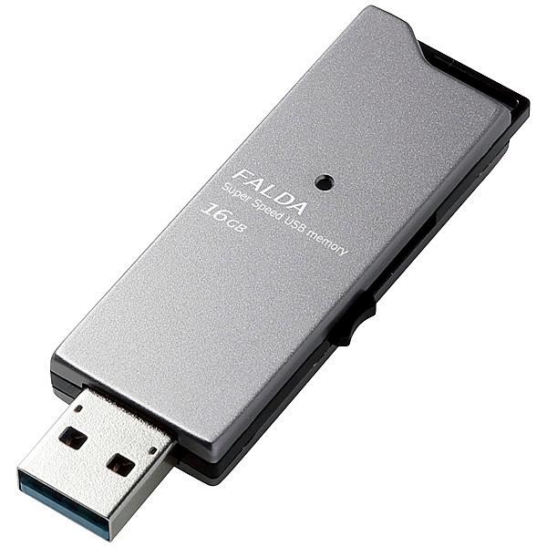 ELECOM MF-DAU3016GBK USB�������[/ USB3.0�Ή�/ �X���C�h��/ ����/ FALDA/ 16GB/ �u���b�N
