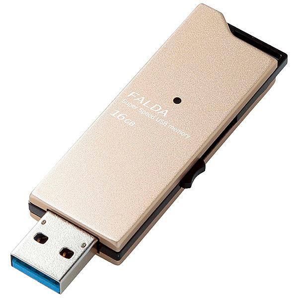 ELECOM MF-DAU3016GGD USB�������[/ USB3.0�Ή�/ �X���C�h��/ ����/ FALDA/ 16GB/ �S�[���h