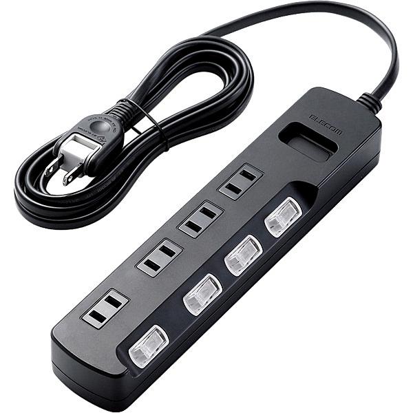 ELECOM AVT-K6A-2425BK AV���K�[�h�^�b�v/ �ʃX�C�b�`/ �z�R���V���b�^�[�t/ 4��/ 2.5m/ �u���b�N