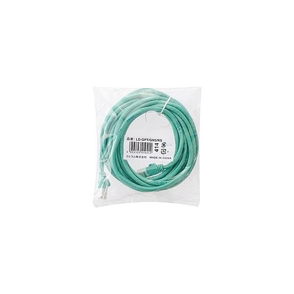 ELECOM LD-GPT/GN5/RS RoHS�w�ߏ���LAN�P�[�u��/ CAT6/ �ܐ܂�h�~/ 5m/ �O���[��/ �ȈՃp�b�P�[�W�d�l