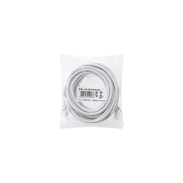 ELECOM LD-GPT/WH5/RS RoHS�w�ߏ���LAN�P�[�u��/ CAT6/ �ܐ܂�h�~/ 5m/ �z���C�g/ �ȈՃp�b�P�[�W�d�l