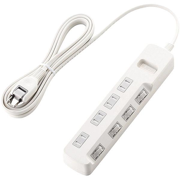 ELECOM T-E6A-2430WH �ȃG�l�^�b�v/ �ʃX�C�b�`/ �ق���h�~�V���b�^�[�t/ 4��/ 3.0m/ �z���C�g