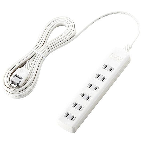 ELECOM T-K1A-2650WH ���K�[�h�^�b�v/ �X�C�b�`��/ 6��/ 5m/ �z���C�g