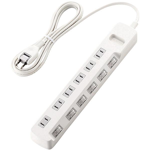 ELECOM T-K5A-2625WH ���K�[�h�^�b�v/ �ʃX�C�b�`/ 6��/ 2.5m/ �z���C�g