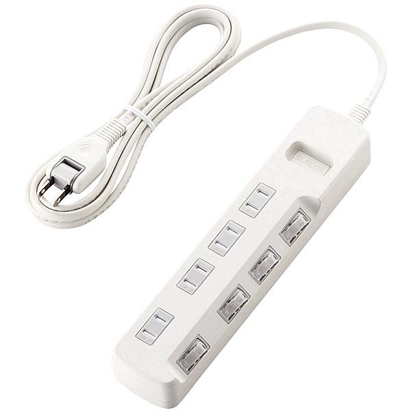ELECOM T-K6A-2425WH ���K�[�h�^�b�v/ �ʃX�C�b�`/ �ق���h�~�V���b�^�[�t/ 4��/ 2.5m/ �z���C�g