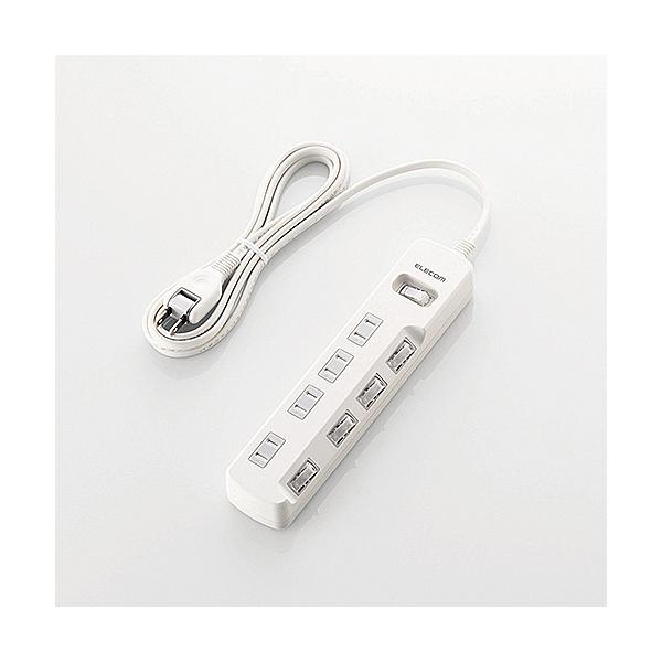 ELECOM T-K8A-2425WH ���K�[�h�^�b�v/ �ꊇ���ʃX�C�b�`/ �ق���h�~�V���b�^�[�t/ 4��/ 2.5m/ �z���C�g