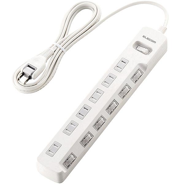 ELECOM T-K8A-2625WH ���K�[�h�^�b�v/ �ꊇ���ʃX�C�b�`/ �ق���h�~�V���b�^�[�t/ 6��/ 2.5m/ �z���C�g