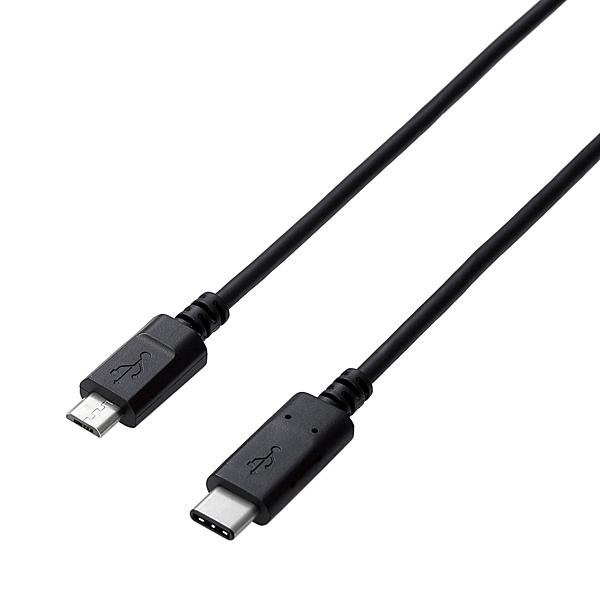 ELECOM U2C-CMB05NBK USB2.0P[u/ C-microB^Cv/ Fؕi/ 3Ao/ 0.5m/ ubN