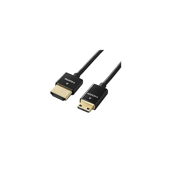 ELECOM DH-HD14SSM20BK HDMI�P�[�u��/ �C�[�T�l�b�g�Ή�/ �X�[�p�[�X����/ mini/ 2.0m/ �u���b�N