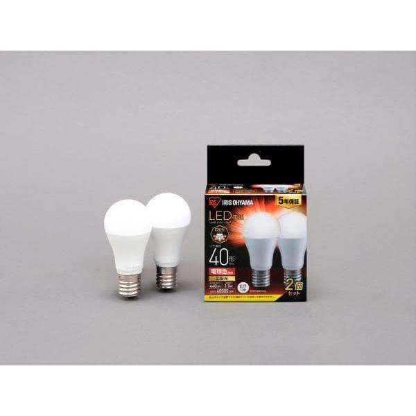 アイリスオーヤマ LDA4L-G-E17-4T62P LED電球 E17 広配光 40形相当 電球色 2個セット