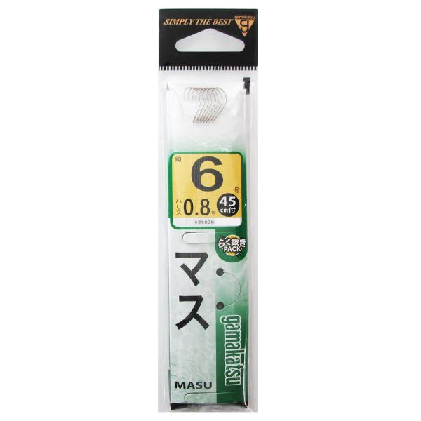 がまかつ  ●カラー:茶 ●使用針:マス ●針号数:6号 ●入数:8本 ●ハリス号数:0.8号 ●ハリス長さ:45cm ●釣り方、フィールド:渓流釣り ●代表対象魚:ヤマメ（山女魚）・イワナ（岩魚） ●代表対象魚（詳細）:鱒|【がまかつ/G...