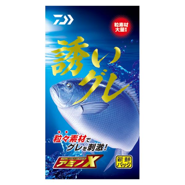 ダイワ  ムギ等の粒素材をたっぷり配合。 粒の形状や沈降速度の違いにより、グレを刺激して活性を高める! 水温の変化等により、コマセには反応するが口を使わない喰い渋り時には特に有効。また、小型のエサ取りが多い時なども、その下にいるグレを誘い出...