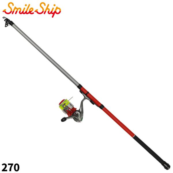 スマイルシップ  注意事項・元径は竿尻から1mm、竿本体の設計値(外径)を表示しています。 ・自重は竿のみの重さです。 ・リールの糸巻量は、糸にかかる負荷によって増減することがあります。 ●セット商品/付属品：トップカバー ●サイズ:270...
