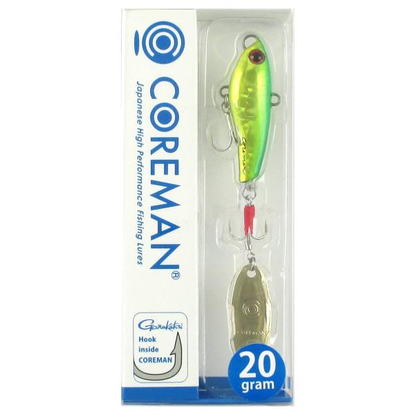 コアマン  ●カラー:#017(デイグリーン) ●全長:105mm ●自重:20g ●フック:がまかつ トレブル13 #10 ●リング:コアマン オリジナル #1 ●ブレードサイズ:コアマン ブレード #2 ●釣り方、フィールド:ソルトルア...