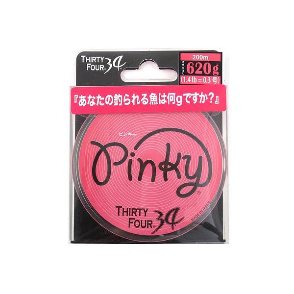 34/サーティ―フォー 34  【特長】●ポリエステル素材だから超低伸度!超高感度! ●超強度だから極細ラインでも安心! ●極細ラインで比重1.38なので風の強い日でも軽量リグが使い易い! ●カラー:ピンク ●サイズ:1.4lb ●号 :0...