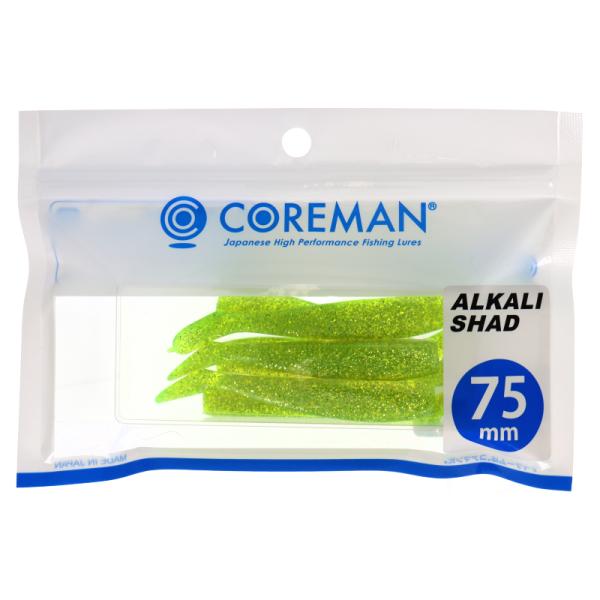 コアマン  ●カラー:#067 ライムチャート ●サイズ:75 ●全長:75mm ●入数:6本 ●釣り方、フィールド:ソルトルアー（ショア） ●代表対象魚:スズキ（シーバス・鱸）|【コアマン/COREMAN】釣れるには理由(ワケ)がある。[...