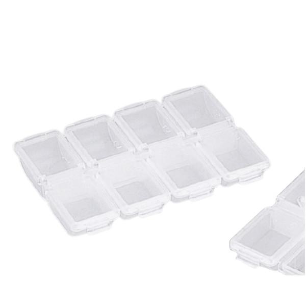 明邦化学工業  ●カラー:クリア|8マスタイプの小物ケース。マス毎に蓋が付いている為、バラける心配がありません。ガン玉やハリ等の収納に便利です。 TKM-10-03-01