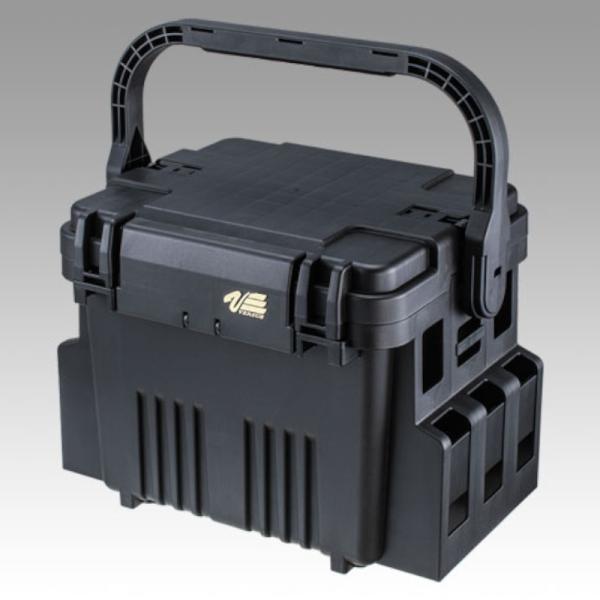 明邦化学工業  本体可変仕切板：2枚付属 滑り止めラバーグリップ付属 ワームプルーフ HG ●カラー:ブラック ●サイズ:375×293×275mm|【明邦化学工業/MEIHO】座れる!ランガンシステムBOX「VS-7080」にハンドルスト...