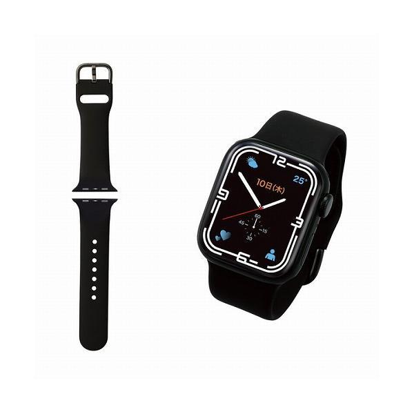 エレコム Apple Watch 41 40 38mm 用 シリコンバンド 汗や水に強く装着感の良いシリコン製 "アップルウォッチ 41 40 38" 40 バンド ブラック┃AW-41BDSCBK