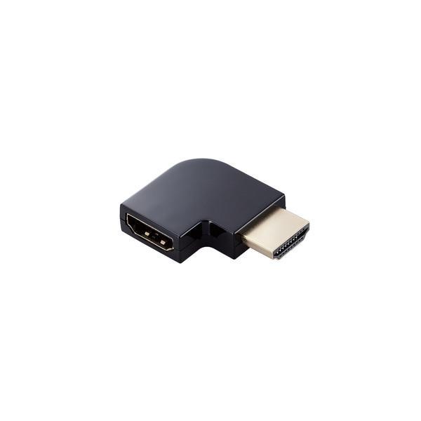 エレコム　ELECOM　HDMI L字 変換 アダプタ 右向き 90度 オスメス変換 HDMIケーブル 延長 コネクタ 4K 60p 金メッキ RoHS指令準拠 ブラック　ADHDAABS03BK