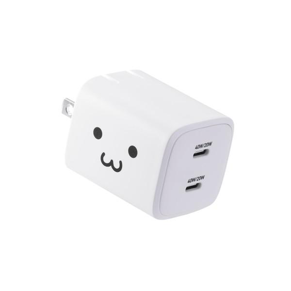 エレコム MPA-AC10640WF USB Type-C 充電器 PD 40W PPS 高速充電 USB-C ×2 折りたたみ式プラグ 小型 軽量 MacBook Air iPhone iPad