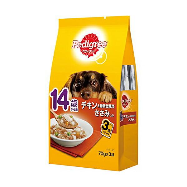 他サイト： ペディグリー パウチ 14歳から用 チキン&amp;緑黄色野菜 ささみ入り 70g×3袋 ドッグ フード ドックフート犬 イヌ いぬ ドッグ 価格は1個のお値段ですの商品画像