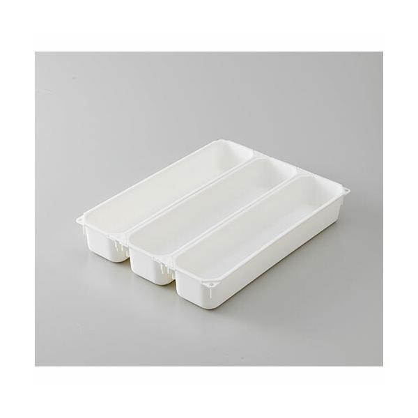 (2個セット) 伸晃 Belca SD-CT 食器棚収納 カトラリートレー 3個セット 幅6.5×奥行26×高さ4.3cm ホワイト 連結式