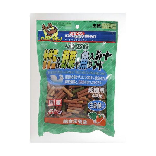 (3個セット) ドギーマン エクセル ササミ&野菜+魚入りジャーキーフード 400g 犬 おやつ ささみ 総合栄養食 全犬種 生後2ヶ月~