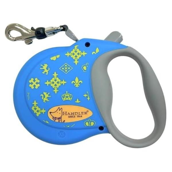 ハンドラー スーパーウォーカー 伸縮リード 超小型犬用 小型犬用 XS.Sサイズ (12kg未満) 全長3.6m 青×黄 超軽量 安心ロック付 反射素材