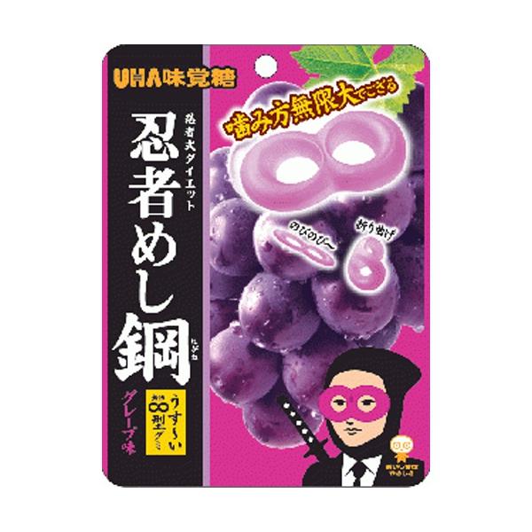UHA味覚糖 忍者めし フェットチーネグミ ポイフル プライズ品 まとめ売り UHA味覚糖 忍者めし鋼 グレープ味 45g×10袋 : スナック菓子のポイポイ