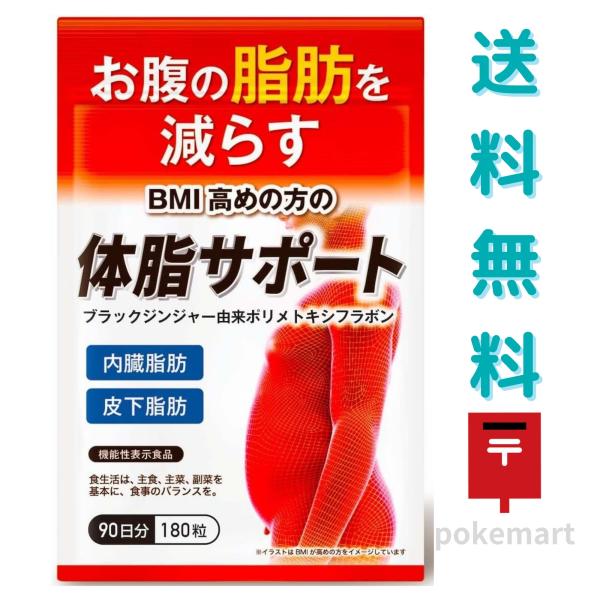 体脂サポート 90日分 180粒 お腹の脂肪を減らす 内臓脂肪 皮下脂肪 ブラックジンジャー サプリメント 送料無料