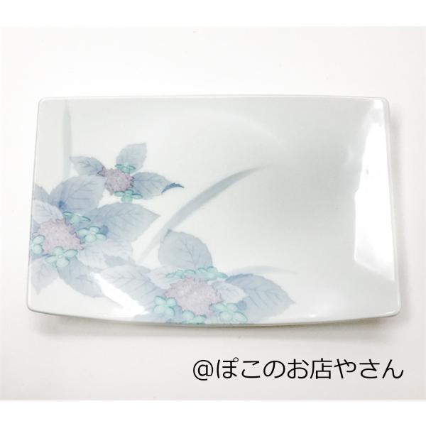 淡彩あじさい 反角皿【和食器 昔懐かしい 紫陽花 中皿 プレート 東峰