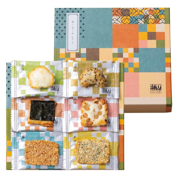 箱根地方の伝統工芸・寄木細工をアレンジしたモダンでカラフルなパッケージは、カジュアルながらも高級感があり、様々な手土産に最適です。中には一口サイズのおかきを6種類詰め合わせました。【セット内容】ひとくち慶長（醤油）×3、ひとくち慶長（青海苔...