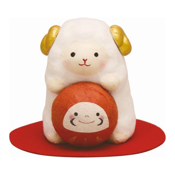 未(ひつじ)の歳干支飾り 手作りちぎり和紙細工 未とだるま 手作り和紙細工 置物 飾り 2027年 令和9年 縁起 開運 迎春